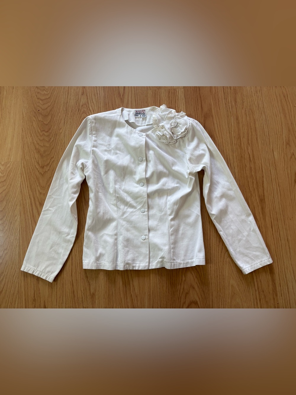 Vintage Sachi New York white cotton blazer sz S coquette Y2K 3D flower romantic